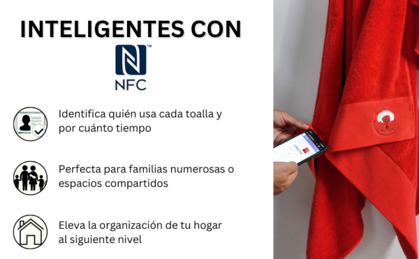 Set de Toallas Inteligentes Rojo Rubí con NFC - 625 GSM Premium - Imagen 3