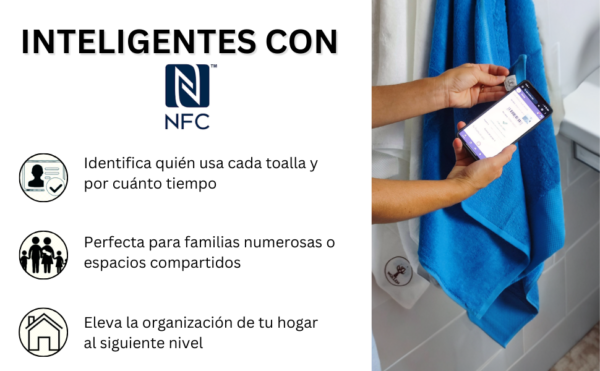 Set de Toallas Inteligentes Azul Zafiro con NFC - 625 GSM Premium - Imagen 3