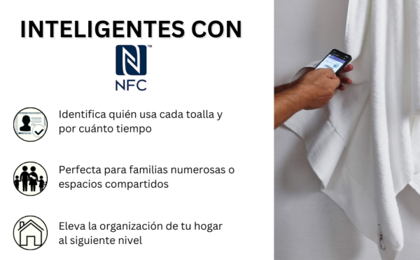 Set de Toallas Inteligentes Blanco Cuarzo con NFC - 625 GSM Premium - Imagen 3