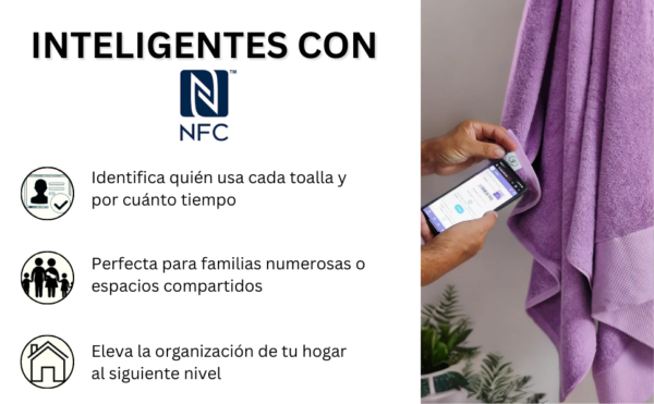 Set de Toallas Inteligentes Lila Amatista con NFC - 625 GSM Premium - Imagen 3