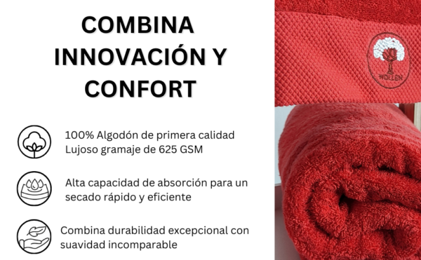 Set de Toallas Inteligentes Rojo Rubí con NFC - 625 GSM Premium - Imagen 4